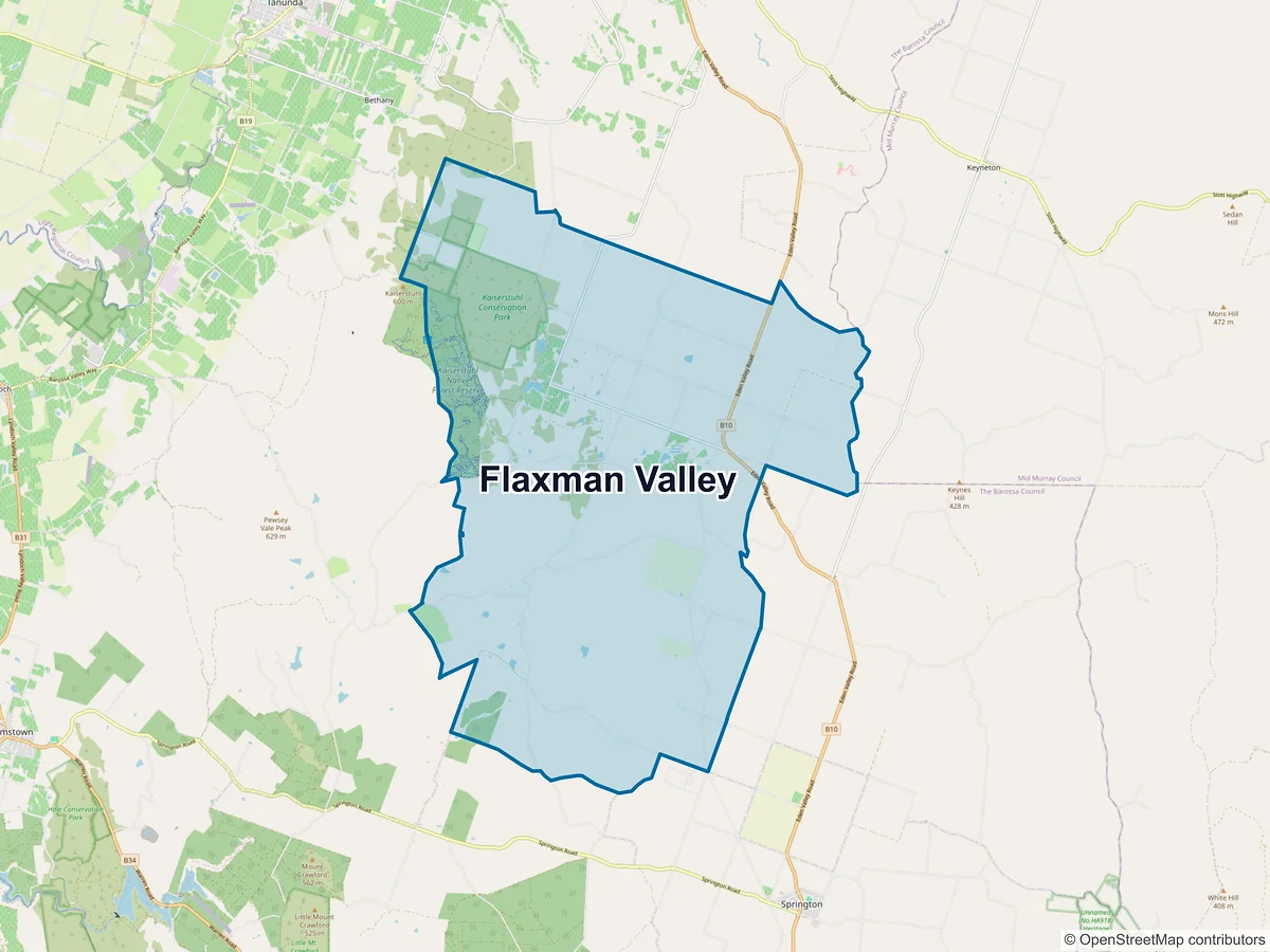 Map of Flaxman Valley, SA, Australia