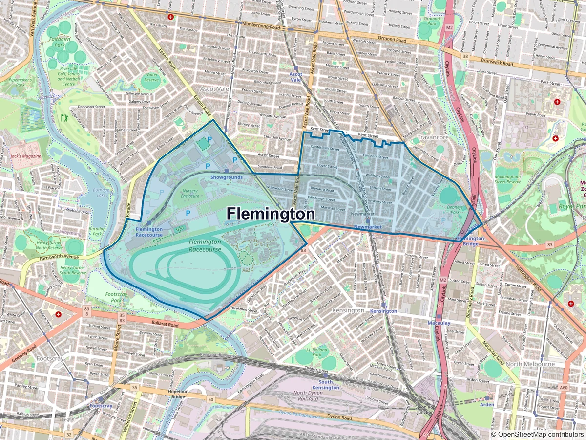 Map of Flemington, VIC, Australia