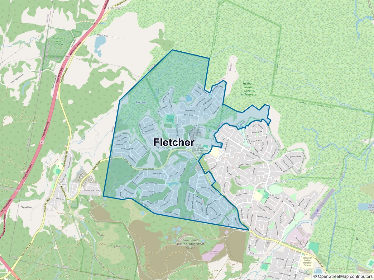 Map of Fletcher, NSW, Australia