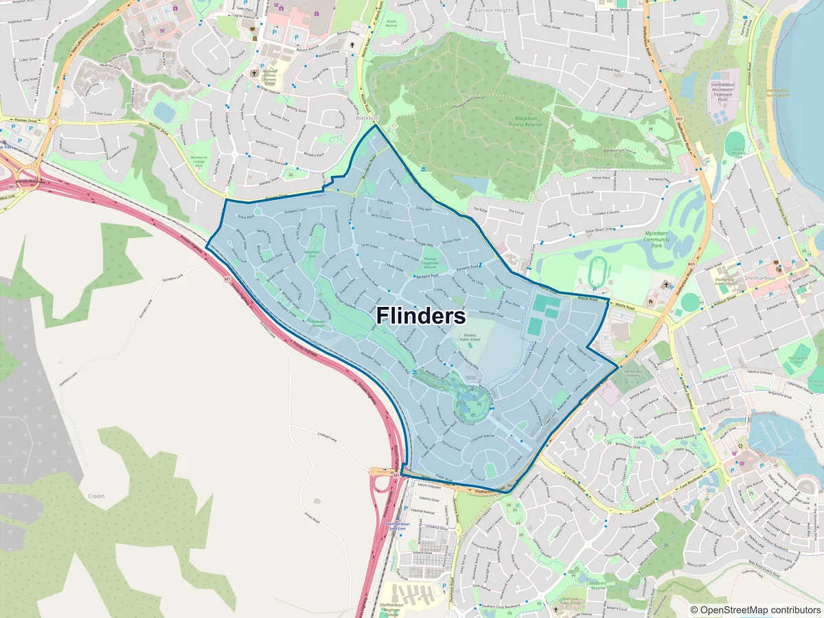 Map of Flinders, NSW, Australia