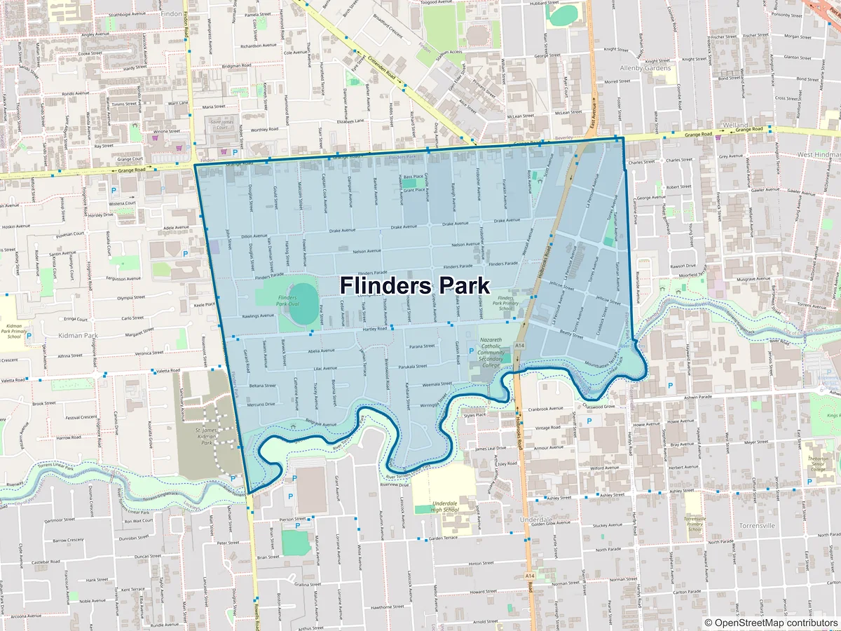 Map of Flinders Park, SA, Australia