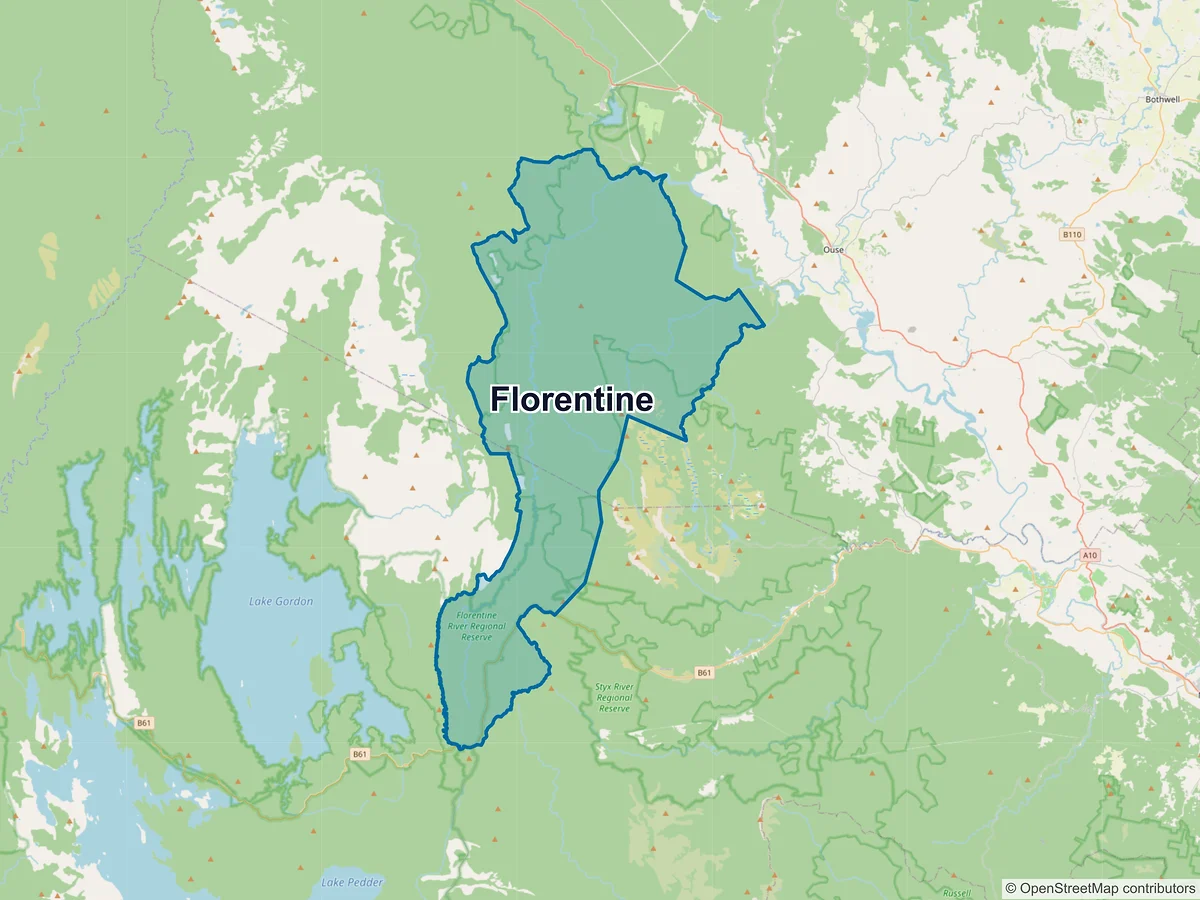 Map of Florentine, TAS, Australia