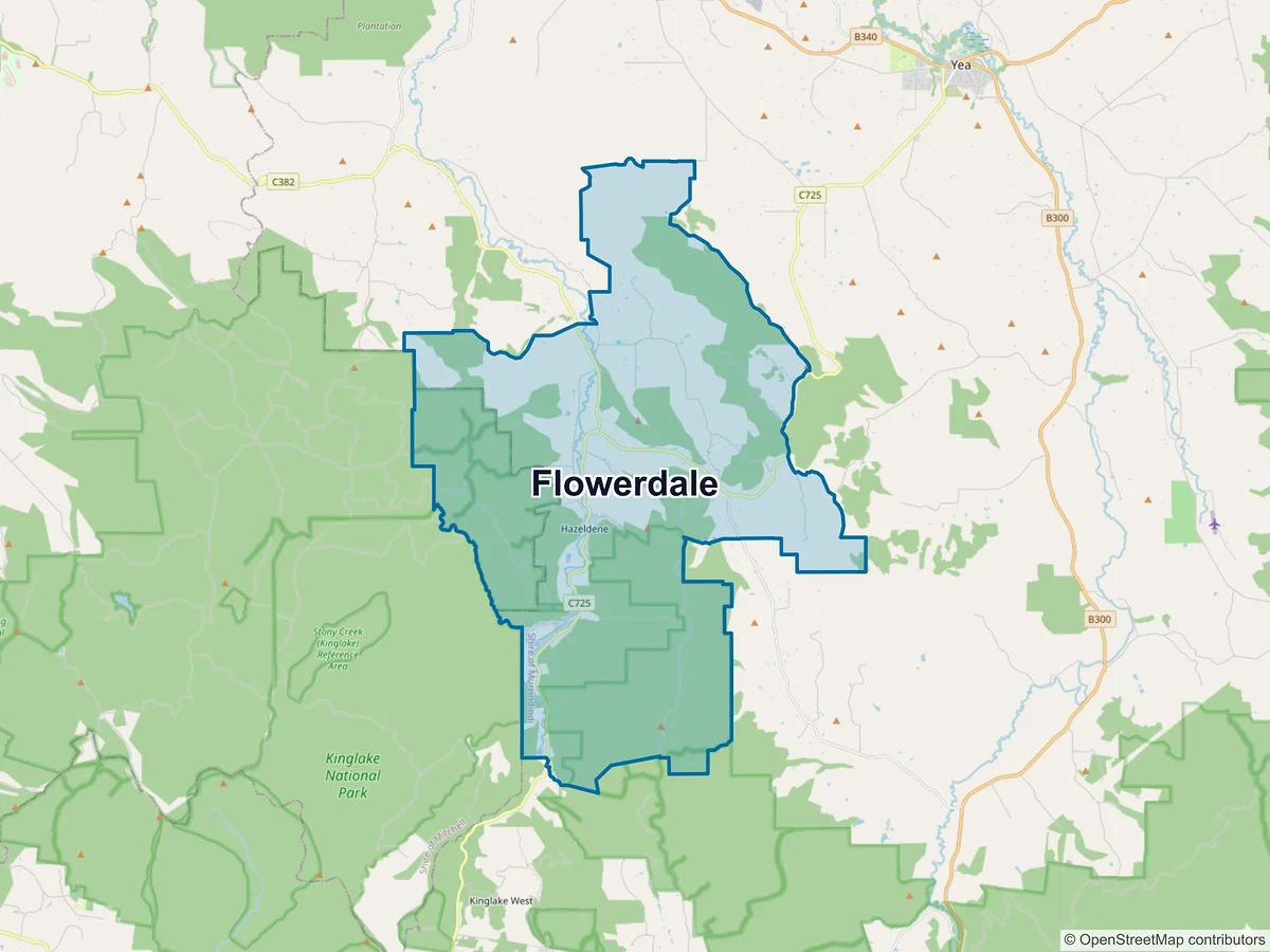 Map of Flowerdale, VIC, Australia