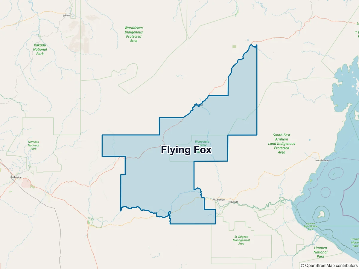 Map of Flying Fox, NT, Australia