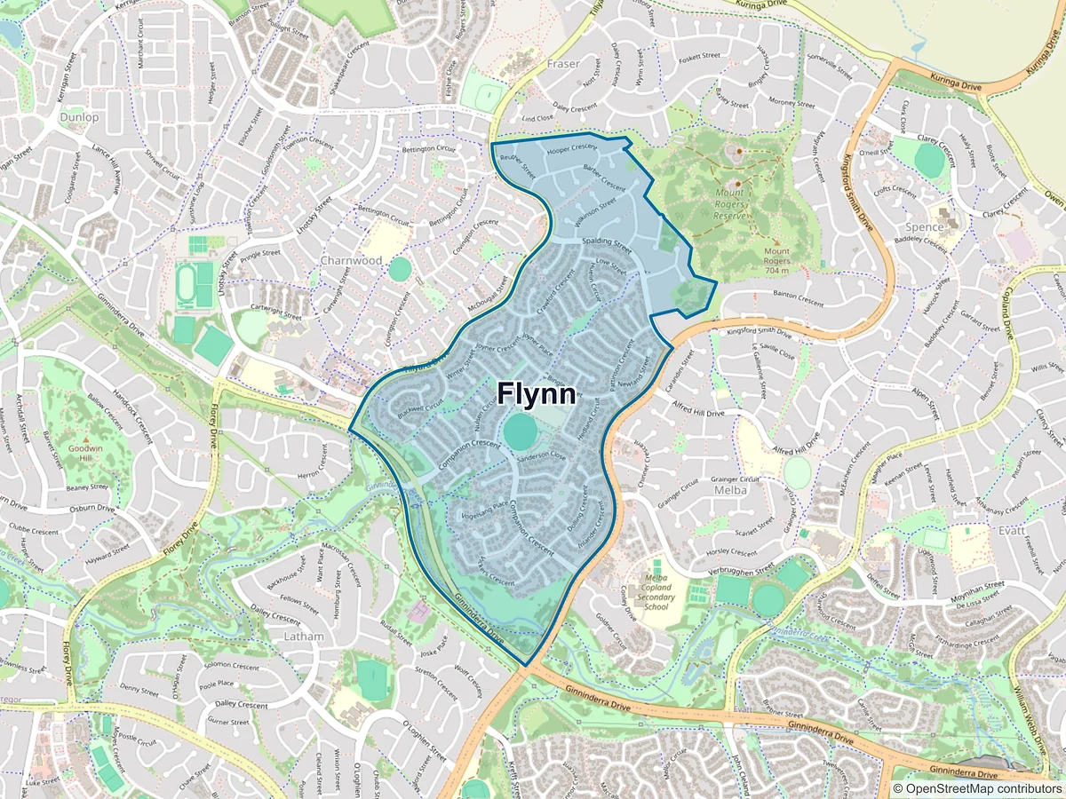 Map of Flynn, ACT, Australia
