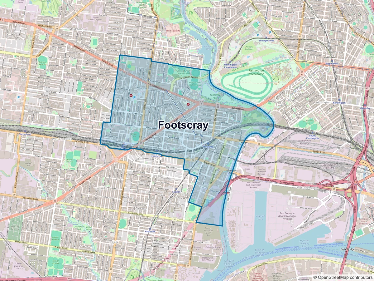 Map of Footscray, VIC, Australia