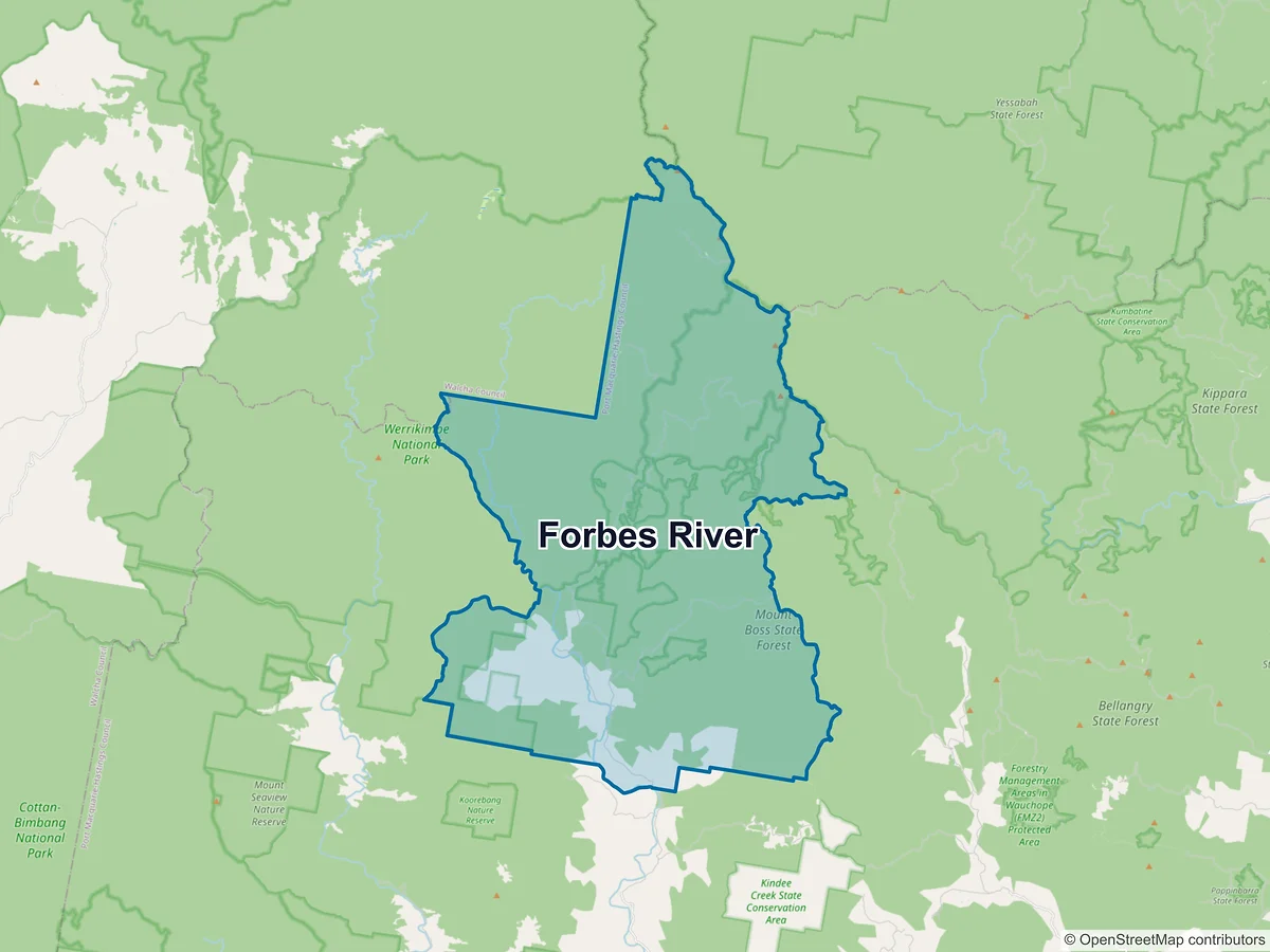 Map of Forbes River, NSW, Australia