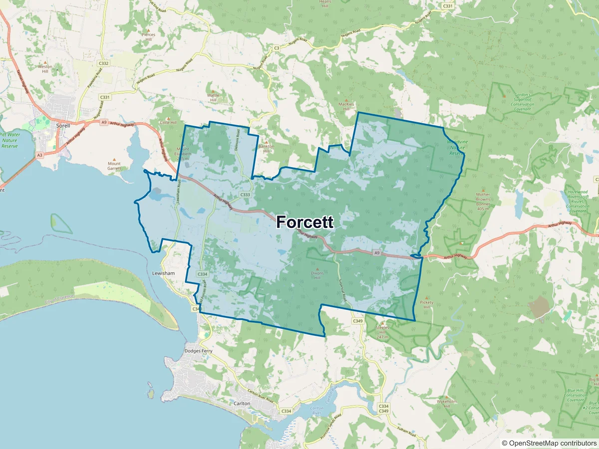 Map of Forcett, TAS, Australia