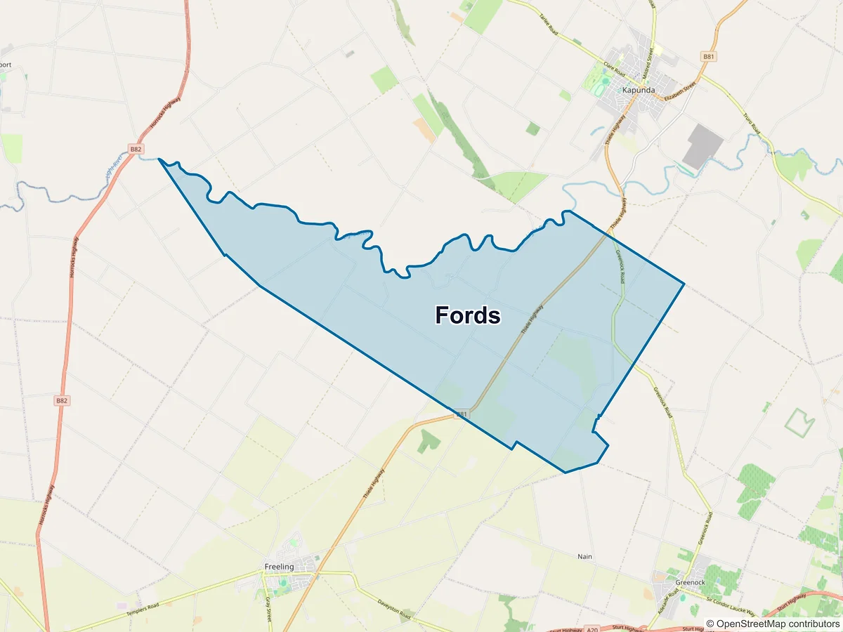 Map of Fords, SA, Australia