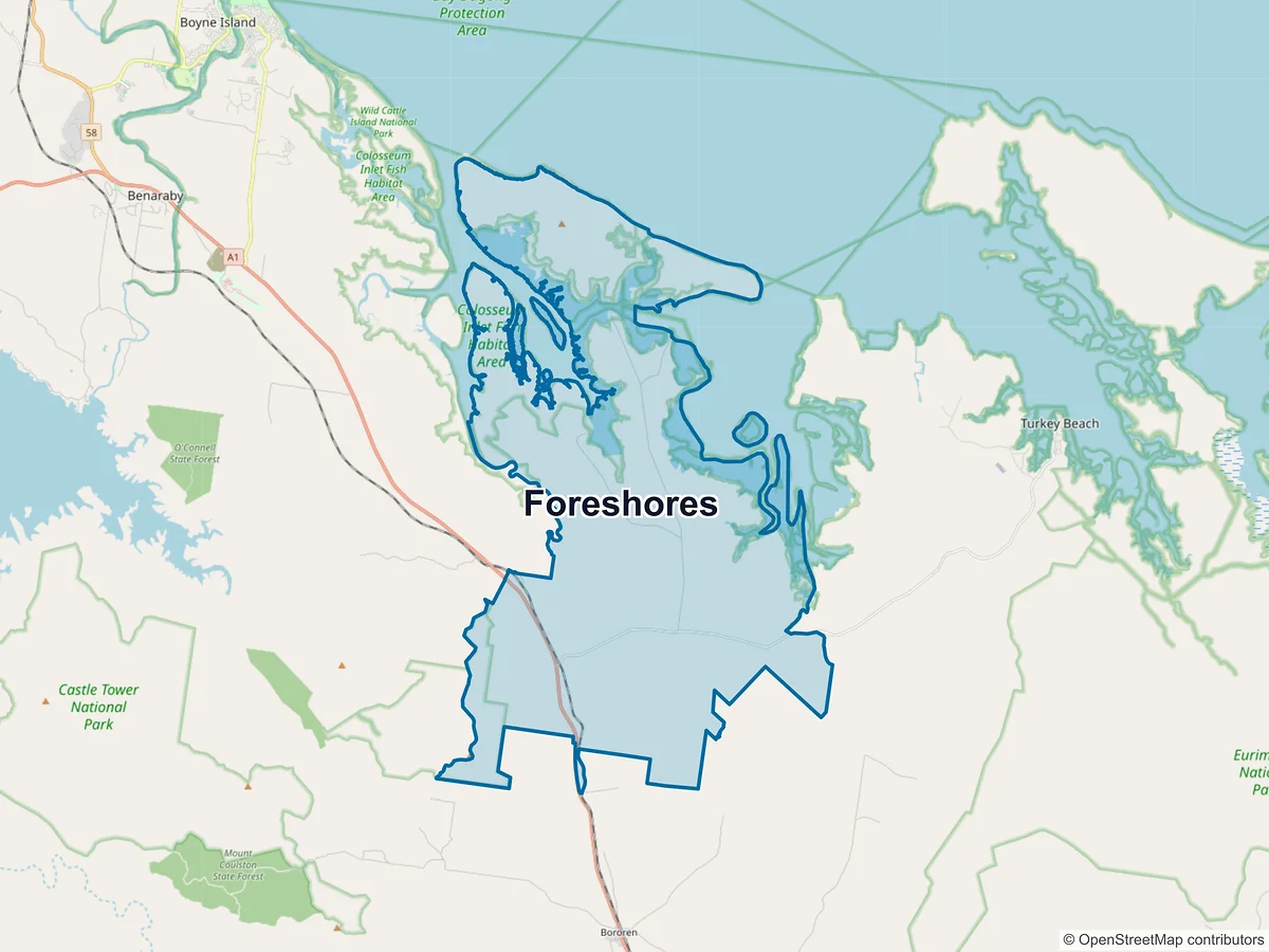 Map of Foreshores, QLD, Australia