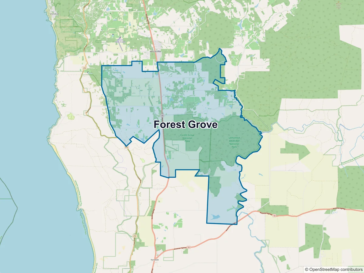 Map of Forest Grove, WA, Australia