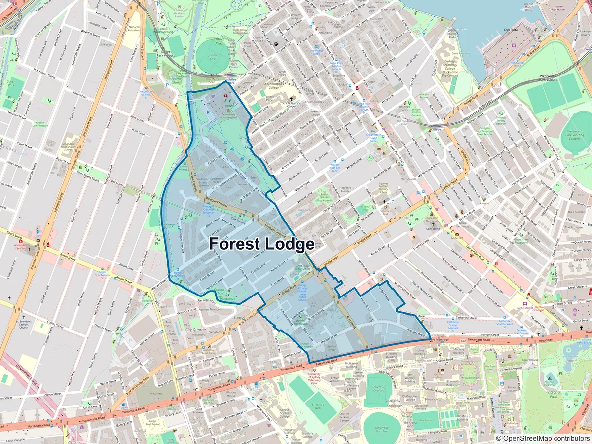 Map of Forest Lodge, NSW, Australia