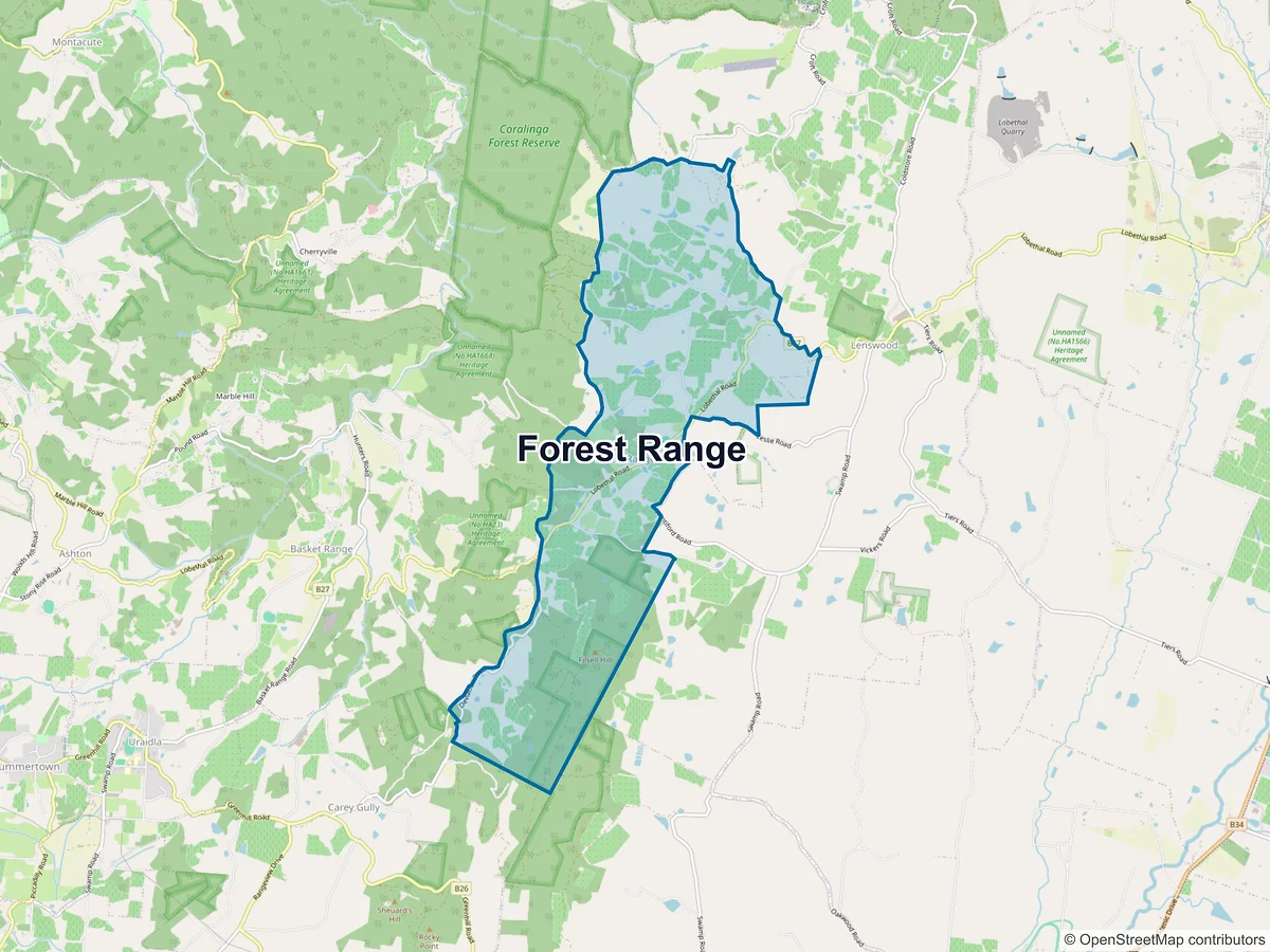 Map of Forest Range, SA, Australia