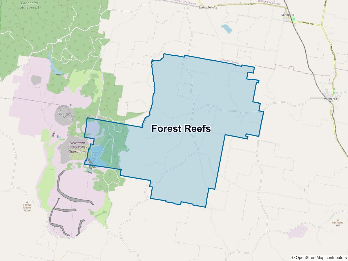 Map of Forest Reefs, NSW, Australia