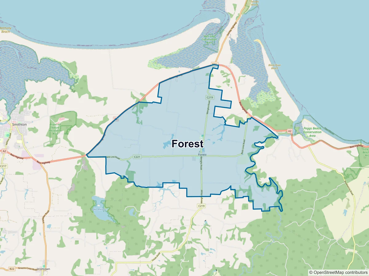 Map of Forest, TAS, Australia