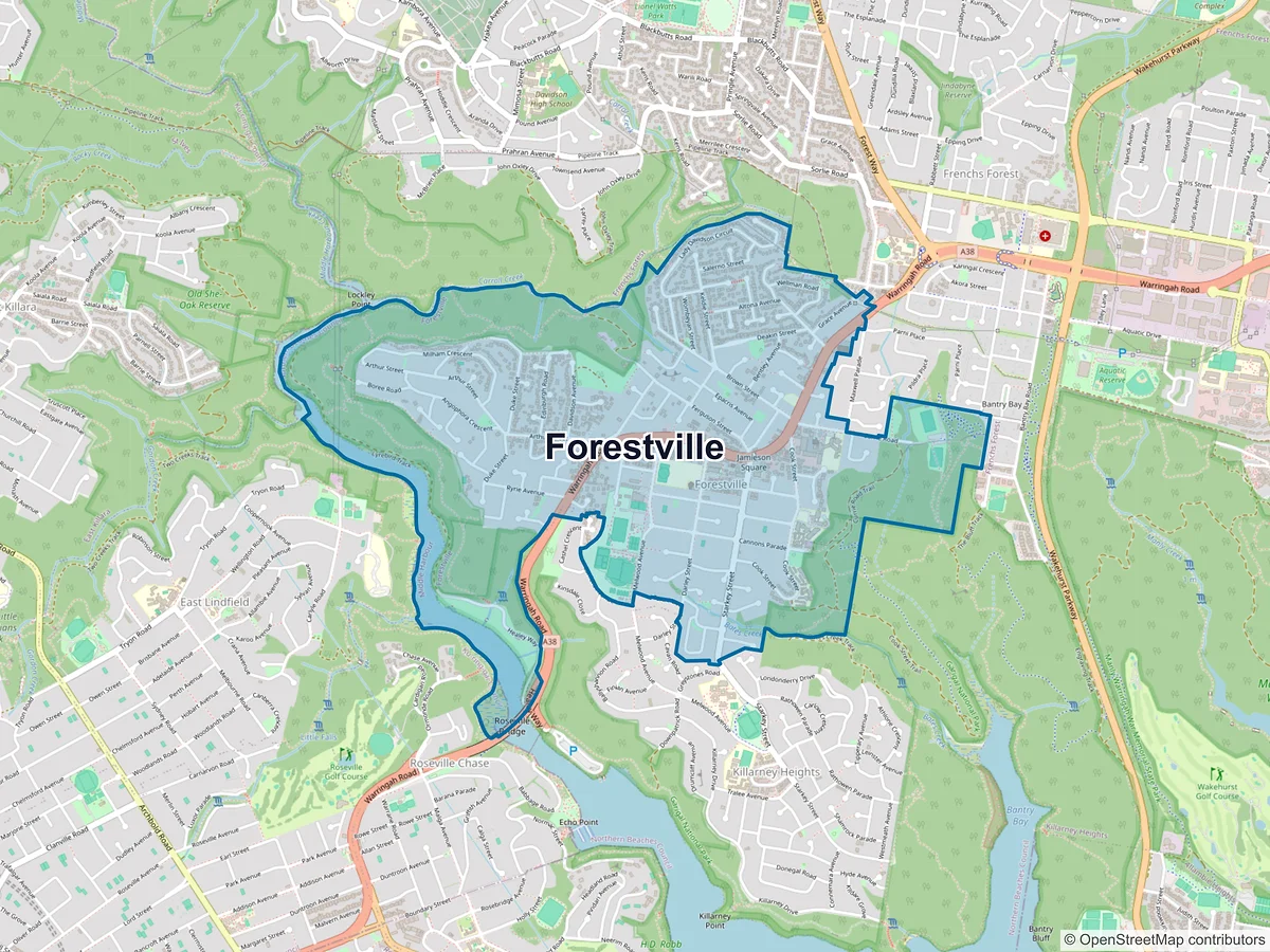 Map of Forestville, NSW, Australia