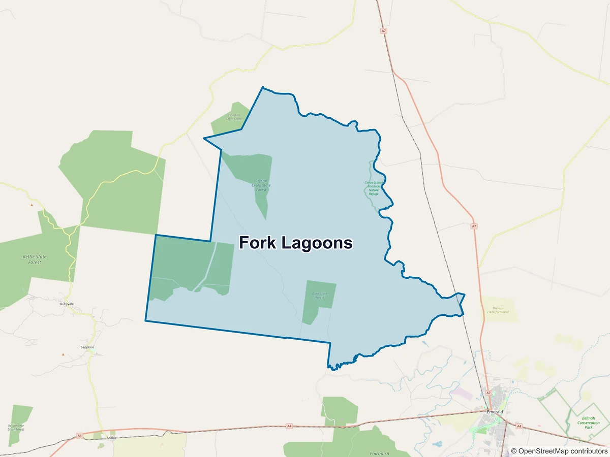 Map of Fork Lagoons, QLD, Australia