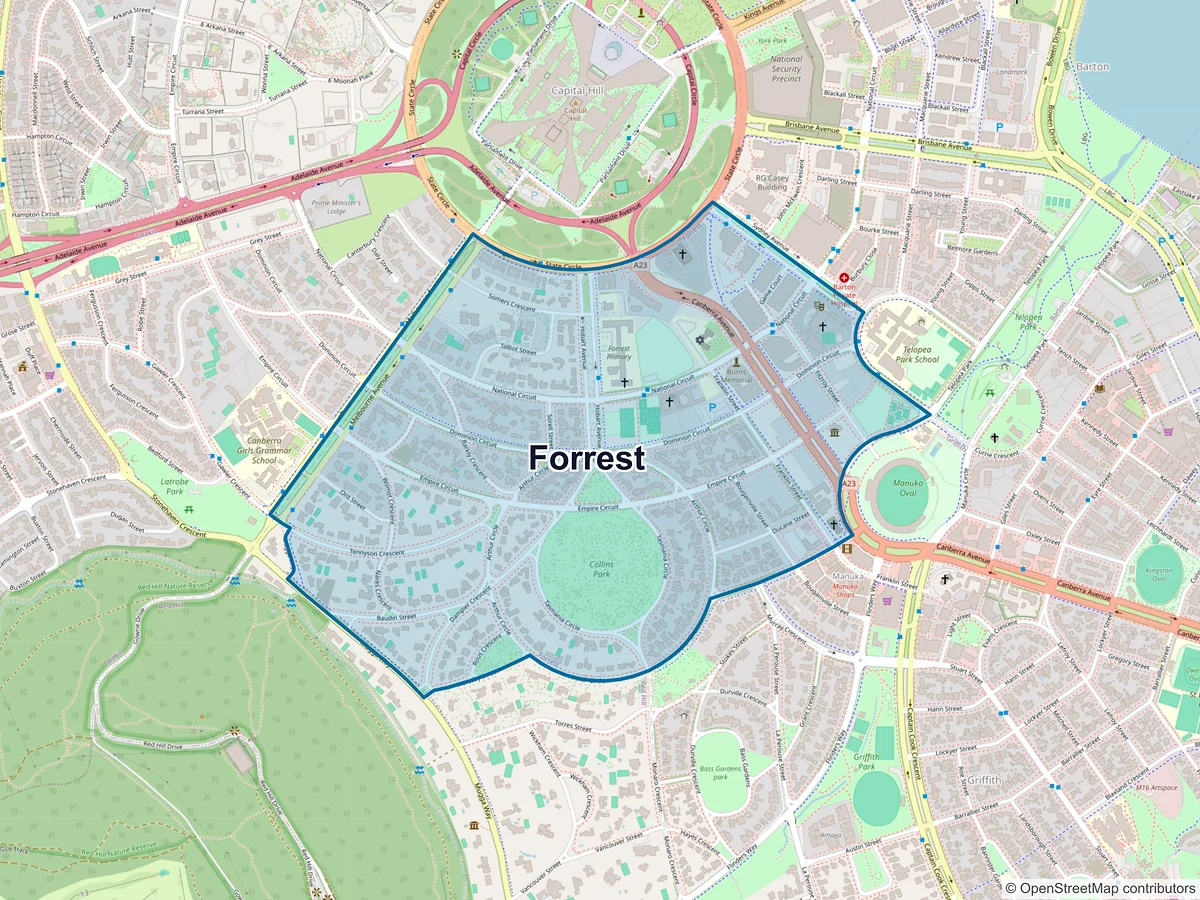 Map of Forrest, ACT, Australia