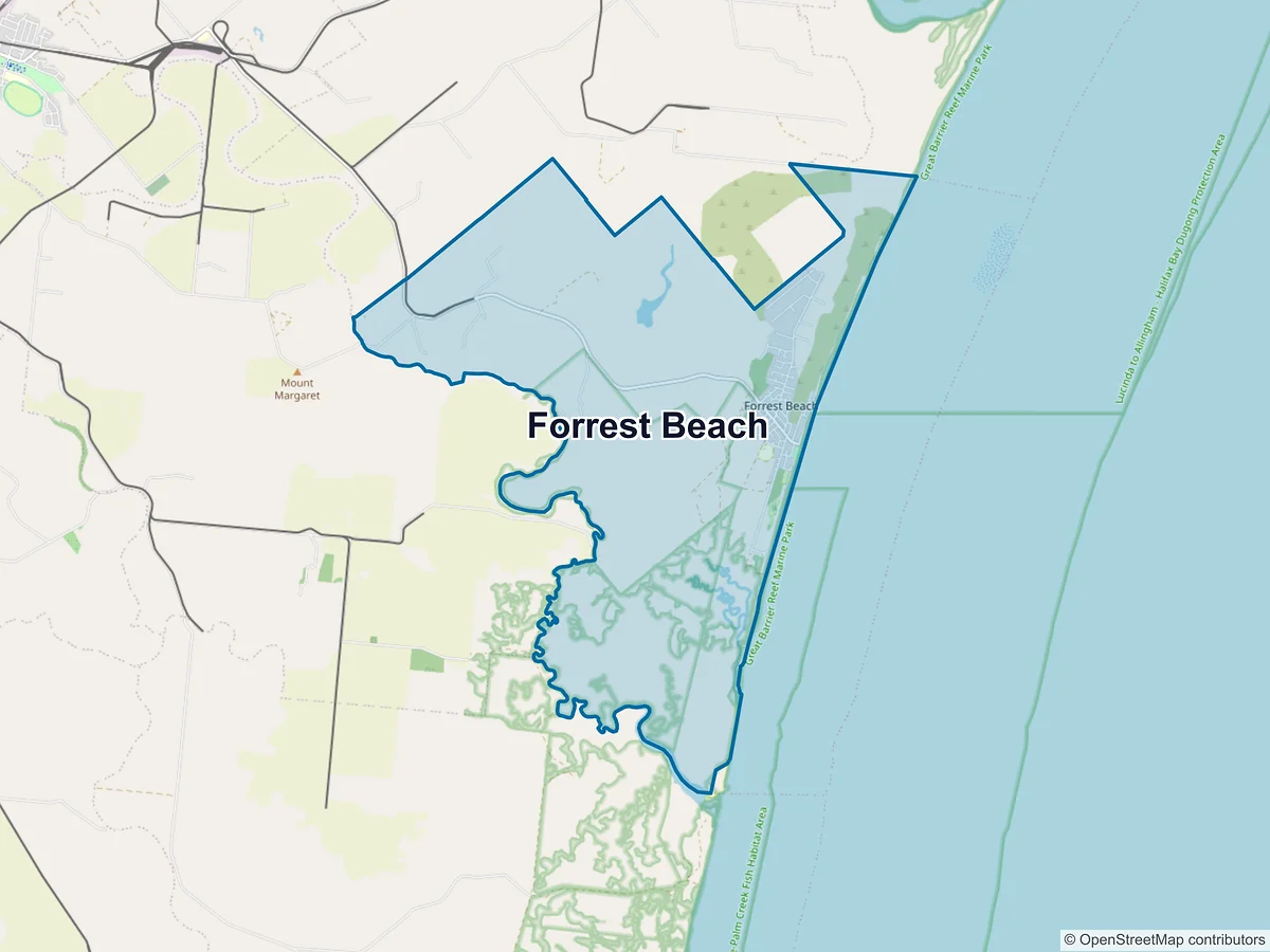 Map of Forrest Beach, QLD, Australia