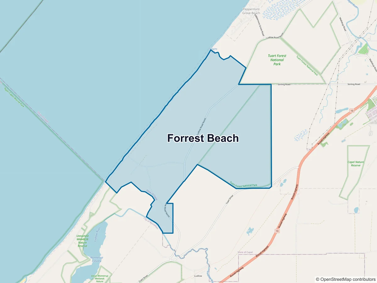Map of Forrest Beach, WA, Australia