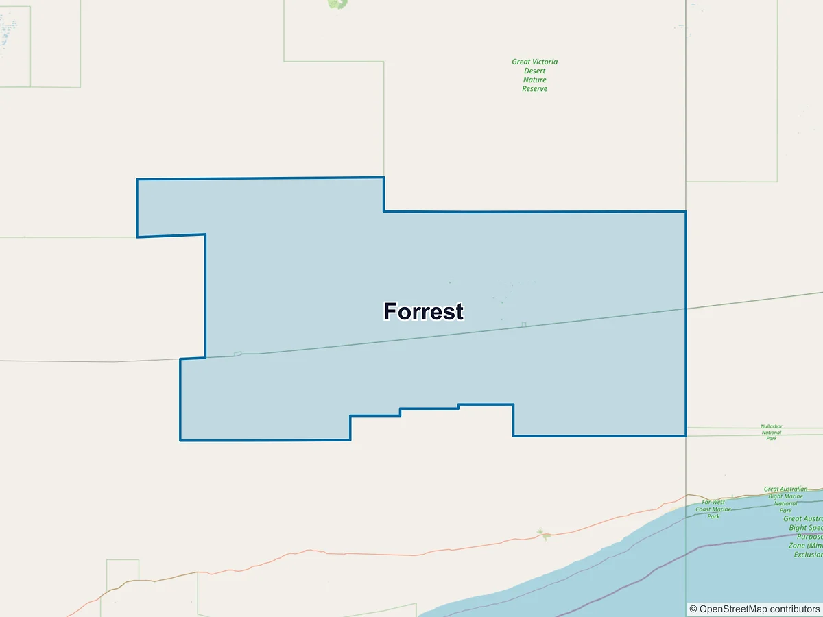 Map of Forrest, WA, Australia