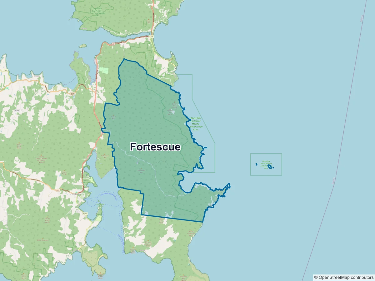 Map of Fortescue, TAS, Australia