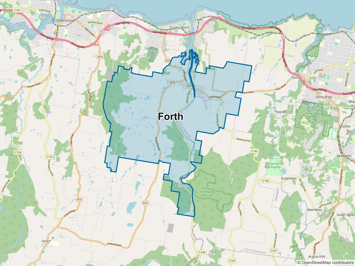 Map of Forth, TAS, Australia