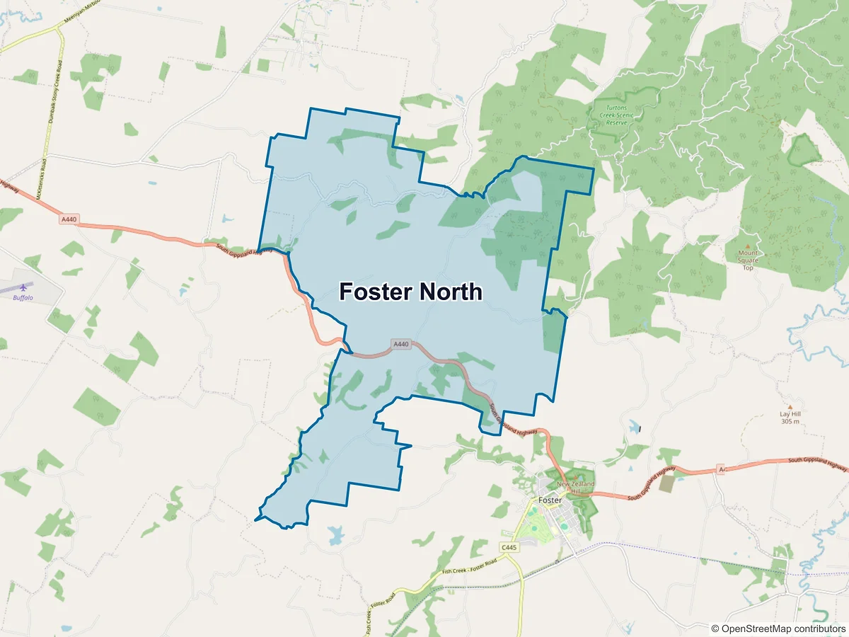 Map of Foster North, VIC, Australia