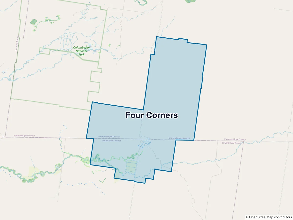 Map of Four Corners, NSW, Australia