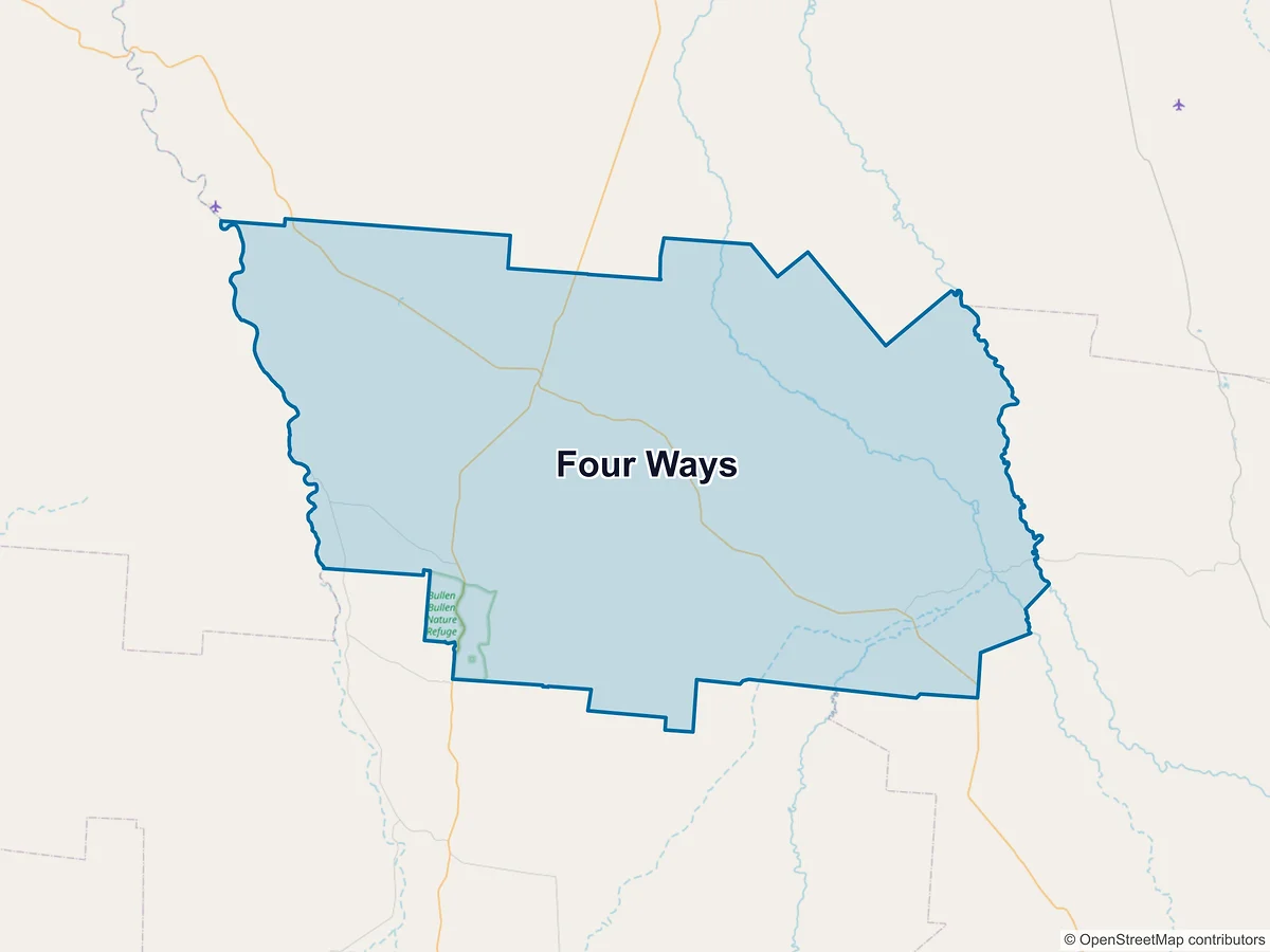 Map of Four Ways, QLD, Australia
