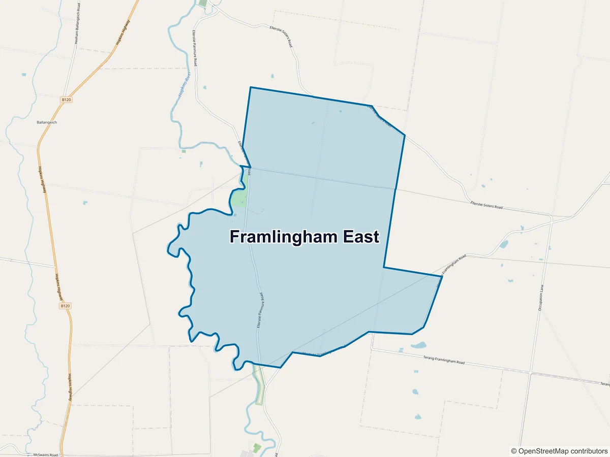Map of Framlingham East, VIC, Australia