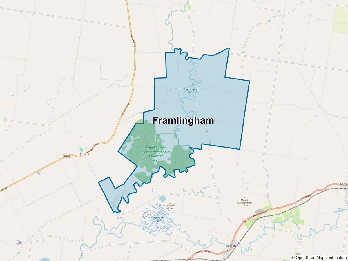 Map of Framlingham, VIC, Australia