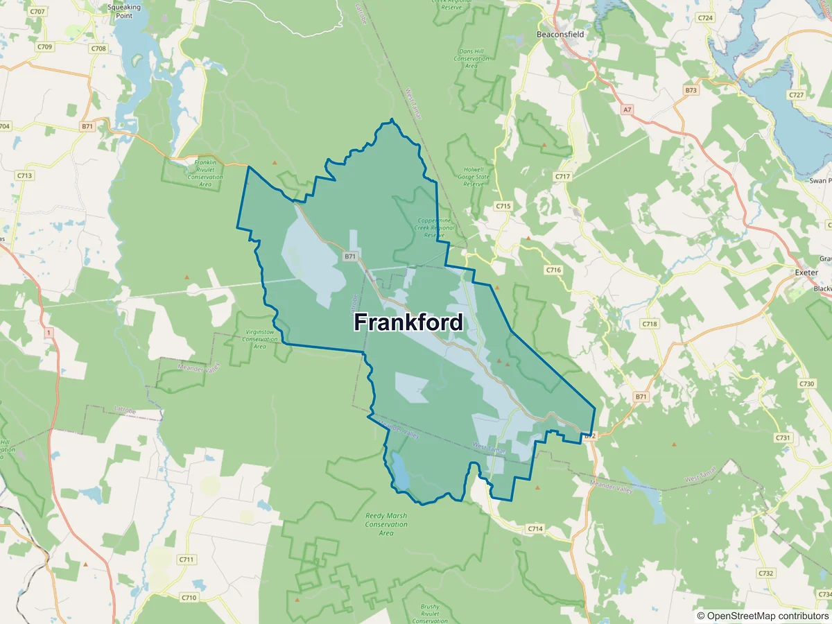 Map of Frankford, TAS, Australia