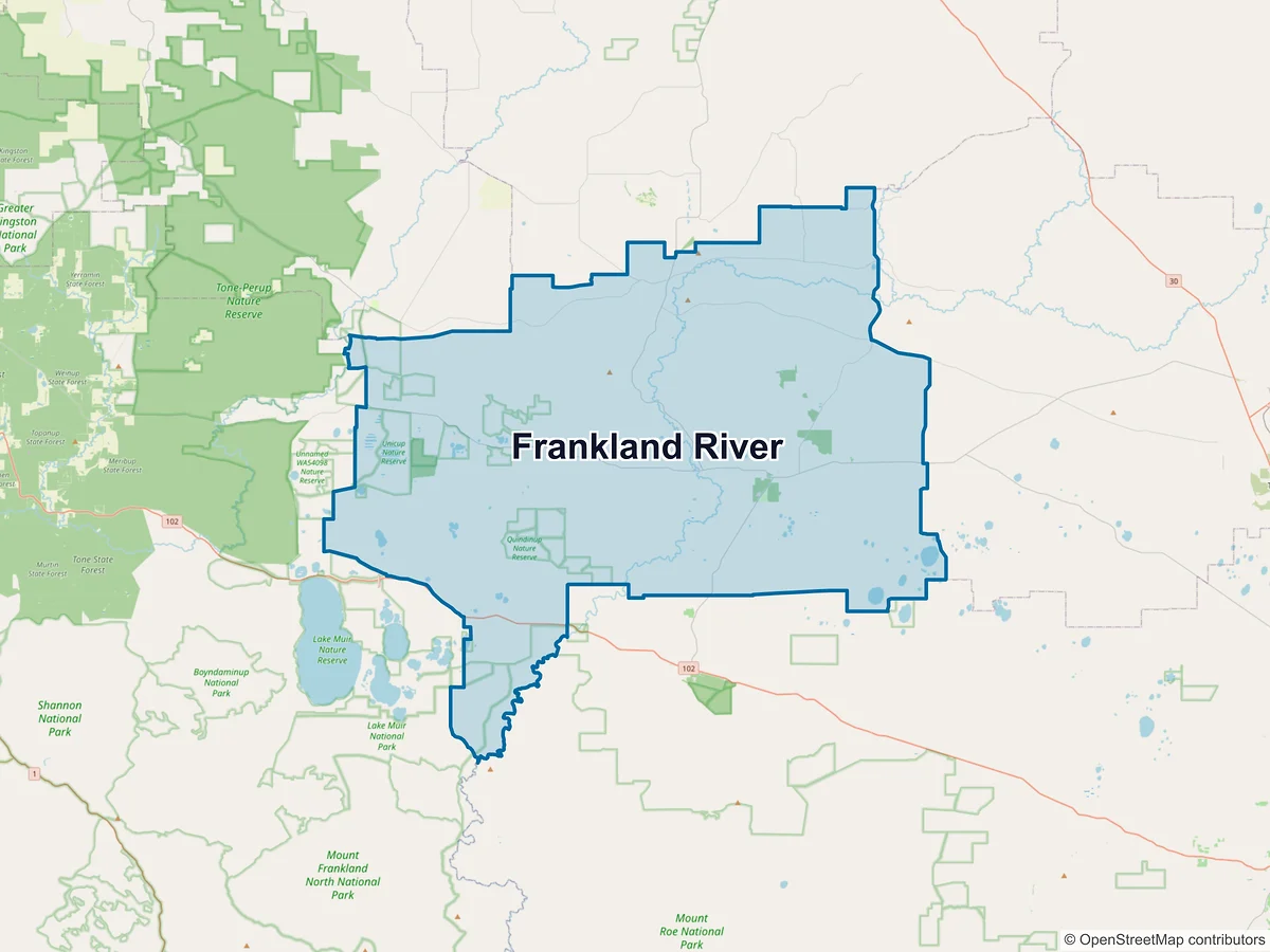 Map of Frankland River, WA, Australia