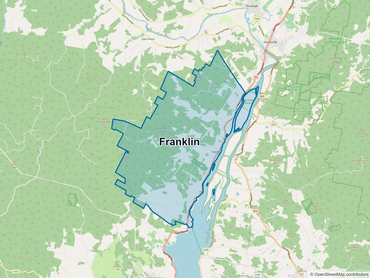 Map of Franklin, TAS, Australia