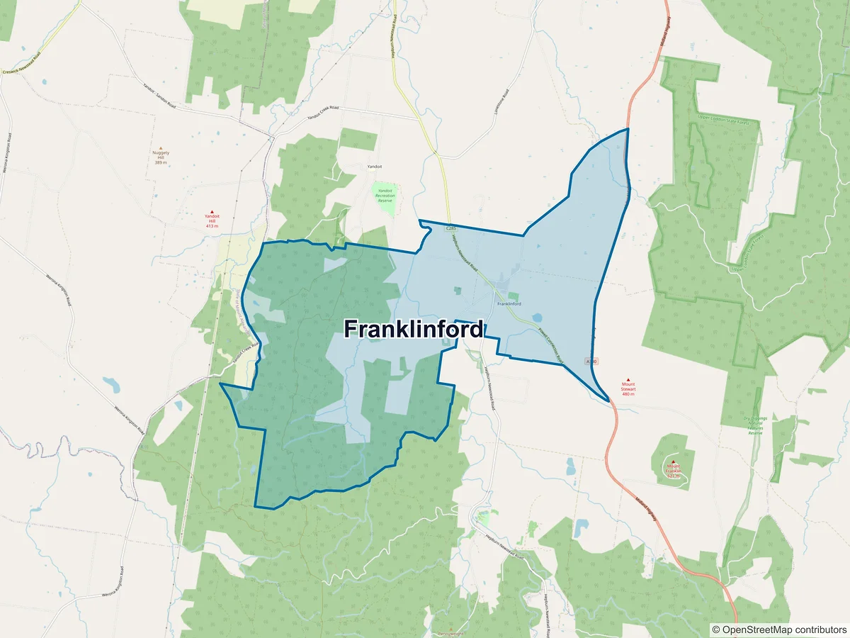 Map of Franklinford, VIC, Australia
