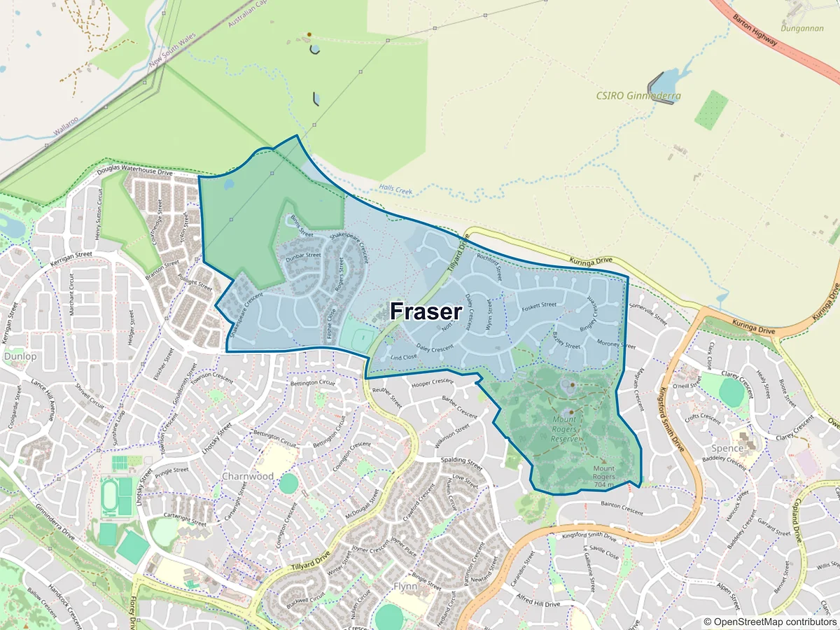 Map of Fraser, ACT, Australia