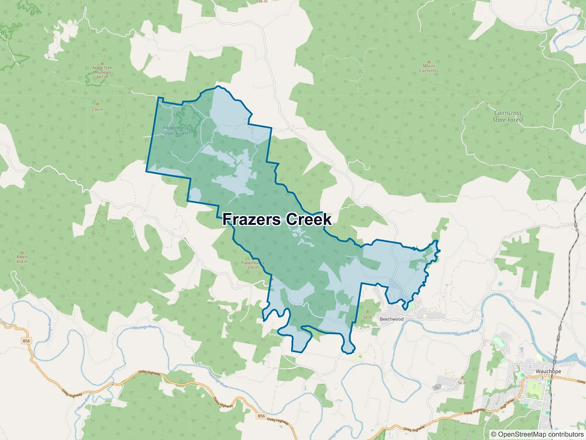 Map of Frazers Creek, NSW, Australia