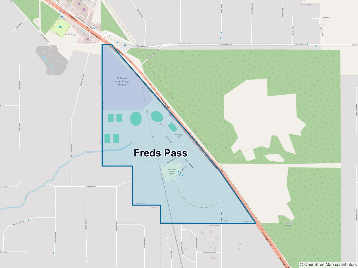 Map of Freds Pass, NT, Australia