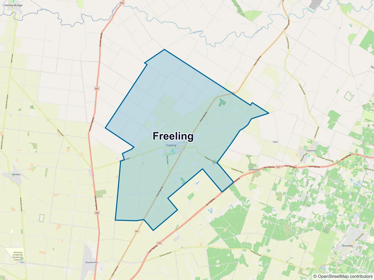 Map of Freeling, SA, Australia