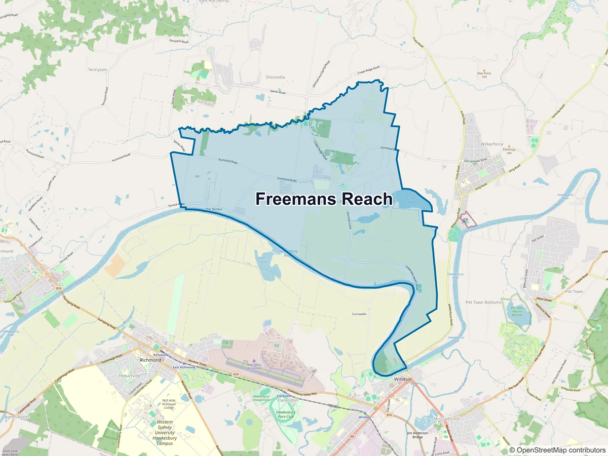 Map of Freemans Reach, NSW, Australia