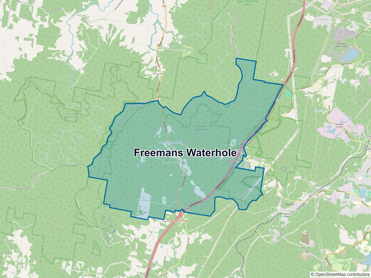 Map of Freemans Waterhole, NSW, Australia