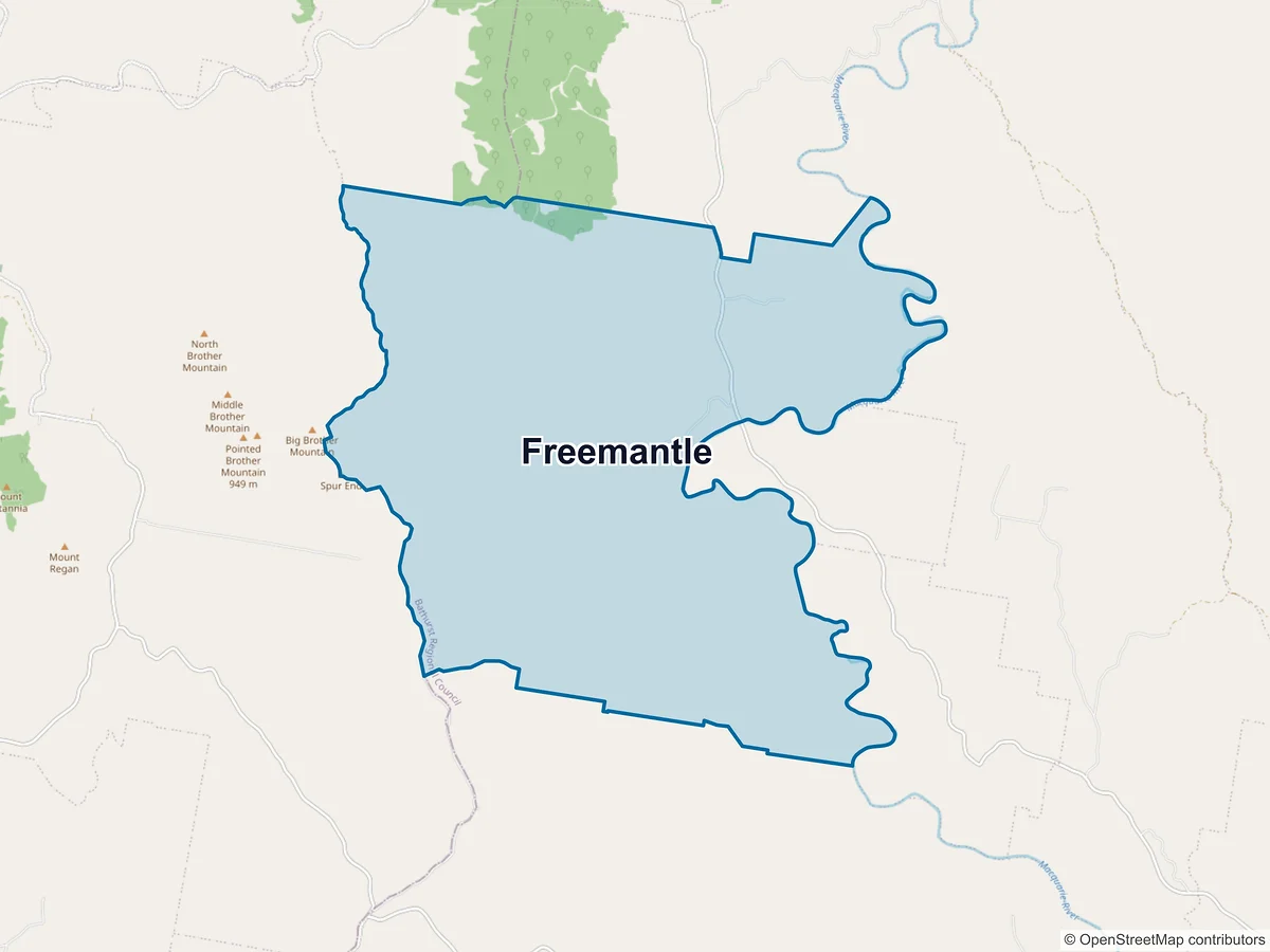 Map of Freemantle, NSW, Australia