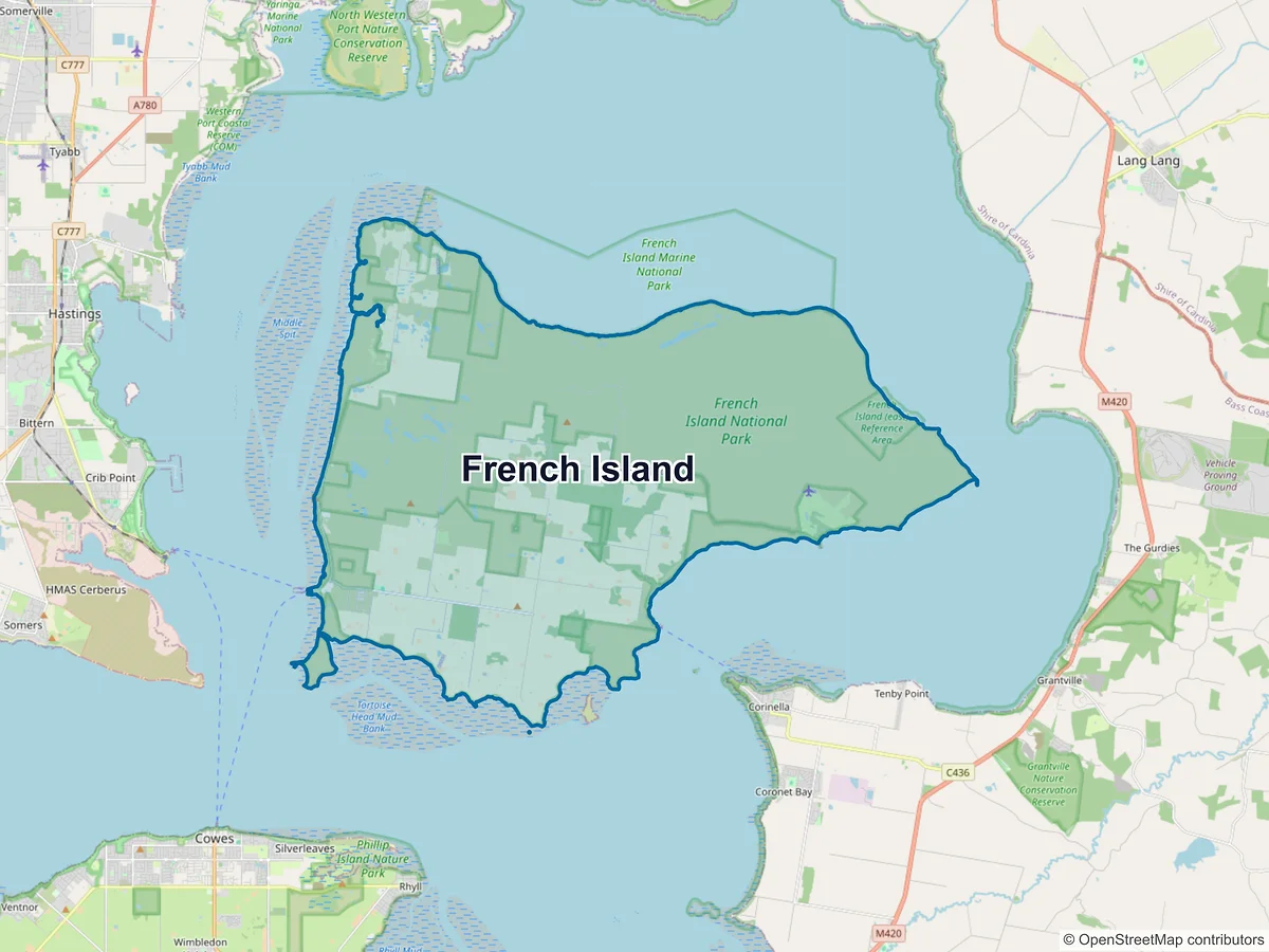 Map of French Island, VIC, Australia