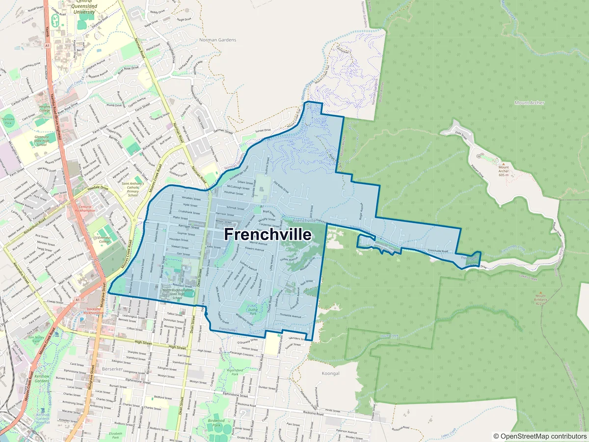 Map of Frenchville, QLD, Australia