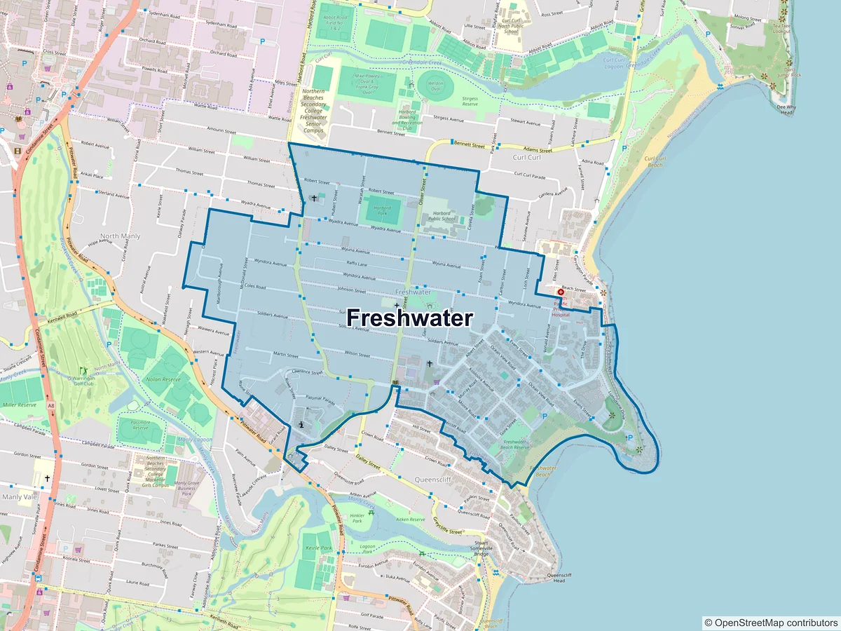 Map of Freshwater, NSW, Australia