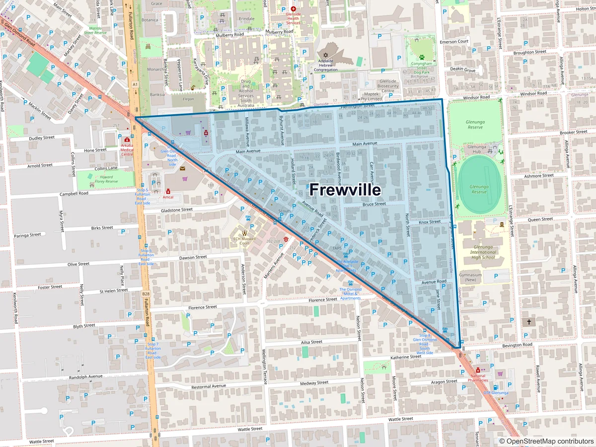 Map of Frewville, SA, Australia