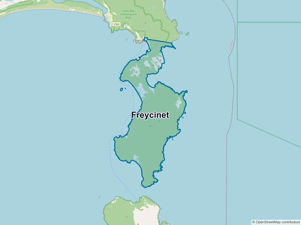 Map of Freycinet, TAS, Australia