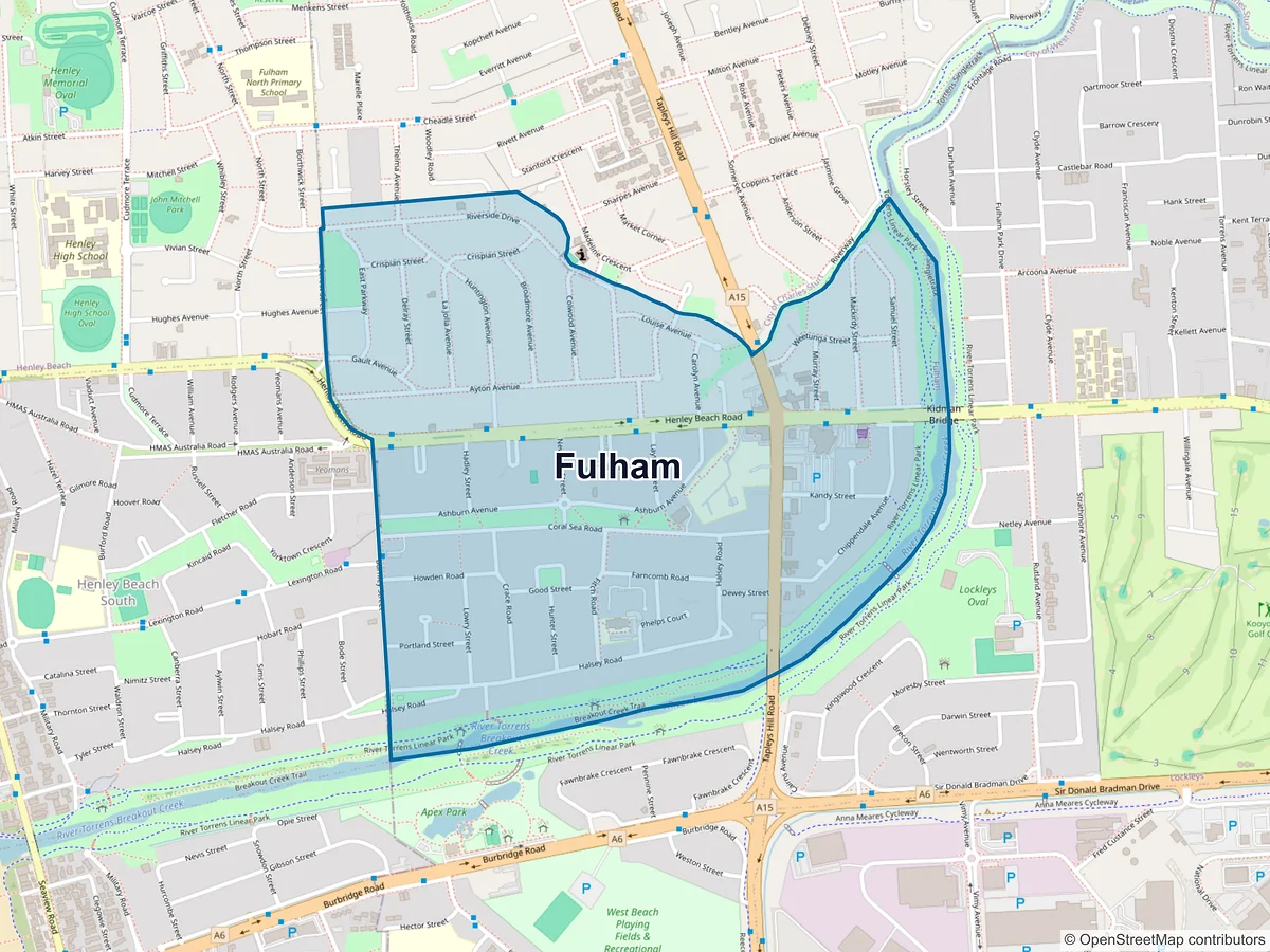 Map of Fulham, SA, Australia