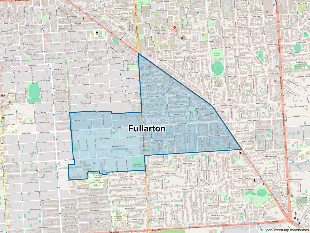Map of Fullarton, SA, Australia